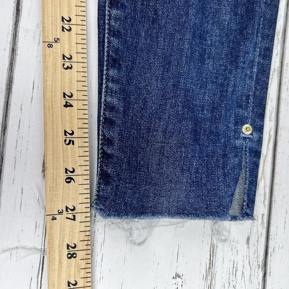 Frame Jeans 27 Le High Skinny Ankle Slit Dark Wash Denim‎ Distressed High Rise - Picture 13 of 16